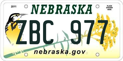 NE license plate ZBC977