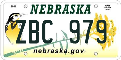 NE license plate ZBC979