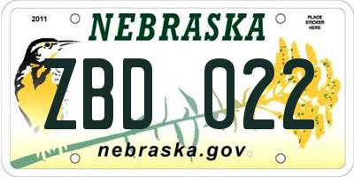 NE license plate ZBD022