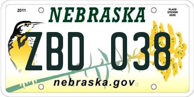 NE license plate ZBD038