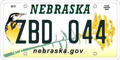 NE license plate ZBD044