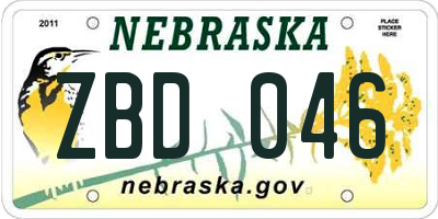 NE license plate ZBD046
