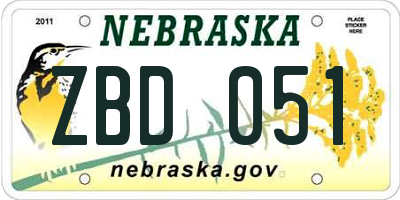 NE license plate ZBD051