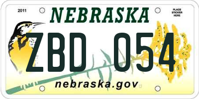 NE license plate ZBD054