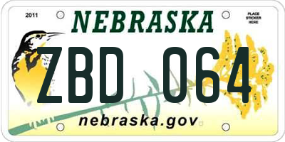 NE license plate ZBD064
