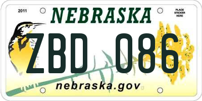 NE license plate ZBD086