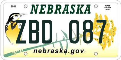 NE license plate ZBD087