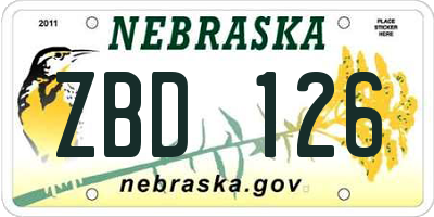 NE license plate ZBD126