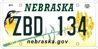 NE license plate ZBD134