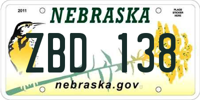 NE license plate ZBD138