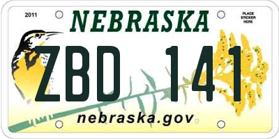 NE license plate ZBD141