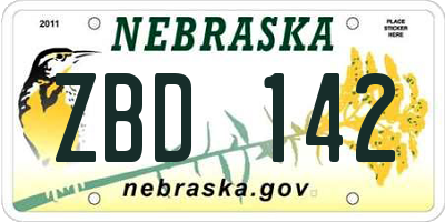 NE license plate ZBD142