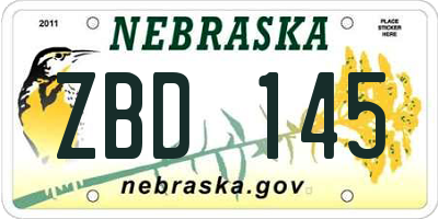 NE license plate ZBD145