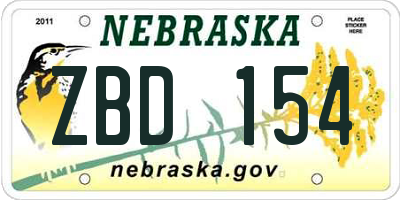 NE license plate ZBD154
