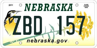 NE license plate ZBD157