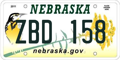 NE license plate ZBD158