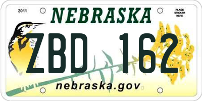 NE license plate ZBD162