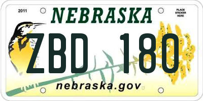 NE license plate ZBD180