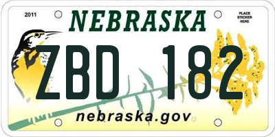 NE license plate ZBD182