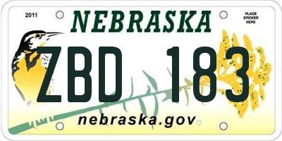 NE license plate ZBD183