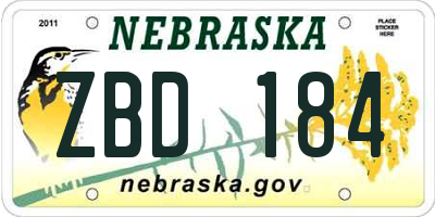 NE license plate ZBD184