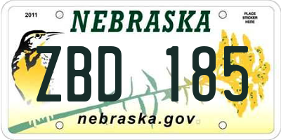 NE license plate ZBD185