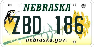 NE license plate ZBD186