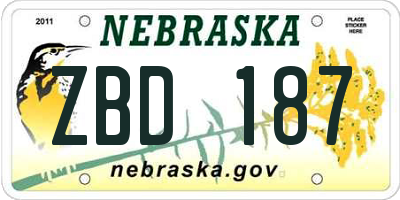 NE license plate ZBD187