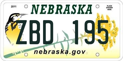 NE license plate ZBD195