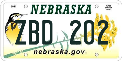 NE license plate ZBD202