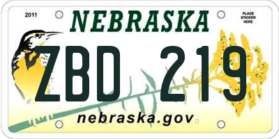 NE license plate ZBD219