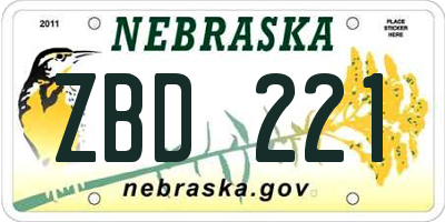 NE license plate ZBD221