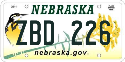 NE license plate ZBD226