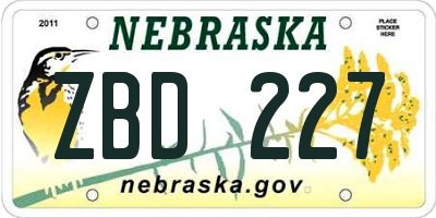 NE license plate ZBD227
