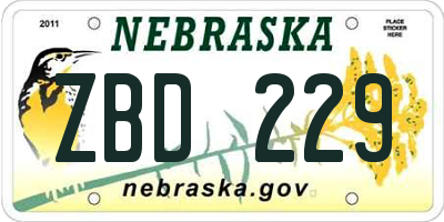 NE license plate ZBD229