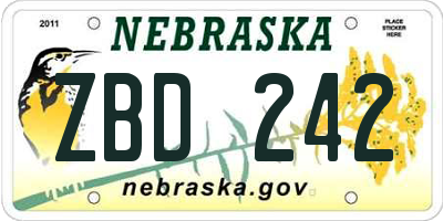 NE license plate ZBD242