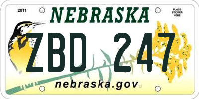 NE license plate ZBD247