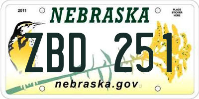 NE license plate ZBD251