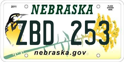 NE license plate ZBD253