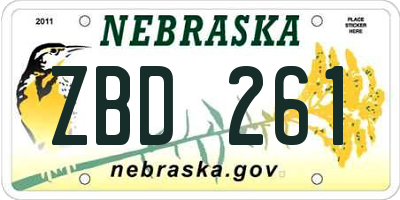 NE license plate ZBD261