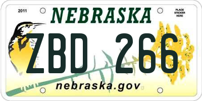 NE license plate ZBD266