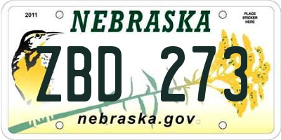 NE license plate ZBD273