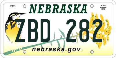 NE license plate ZBD282