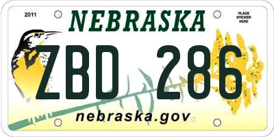 NE license plate ZBD286