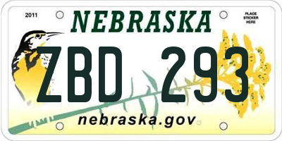 NE license plate ZBD293