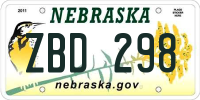 NE license plate ZBD298