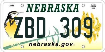 NE license plate ZBD309