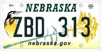 NE license plate ZBD313