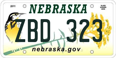 NE license plate ZBD323