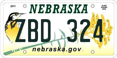 NE license plate ZBD324